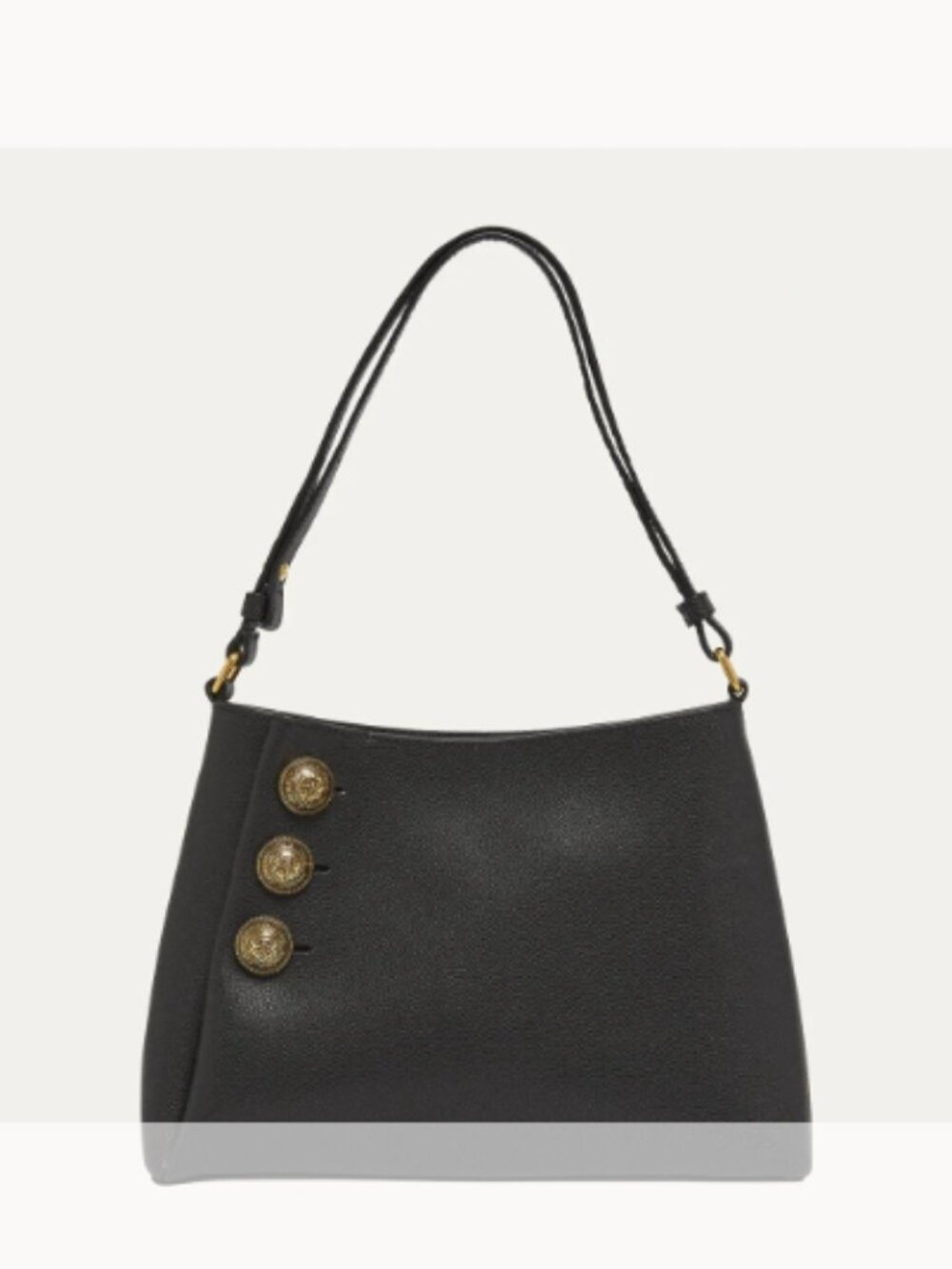 Balmain NWT Embleme Shoulder Bag in Grained Leather (ORIG. $1195) BLACK